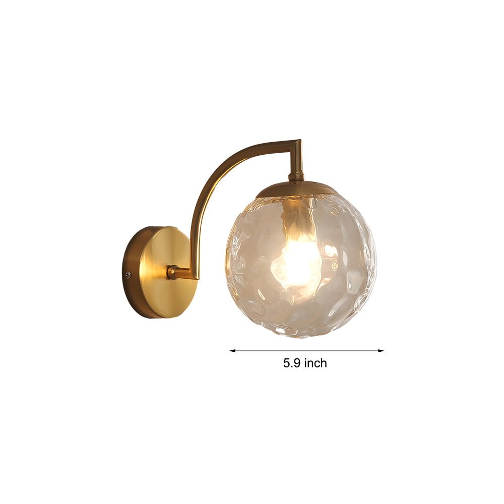 Wall Sconce Modern Curved Arm Glass Ball 6-Color Bedroom Light