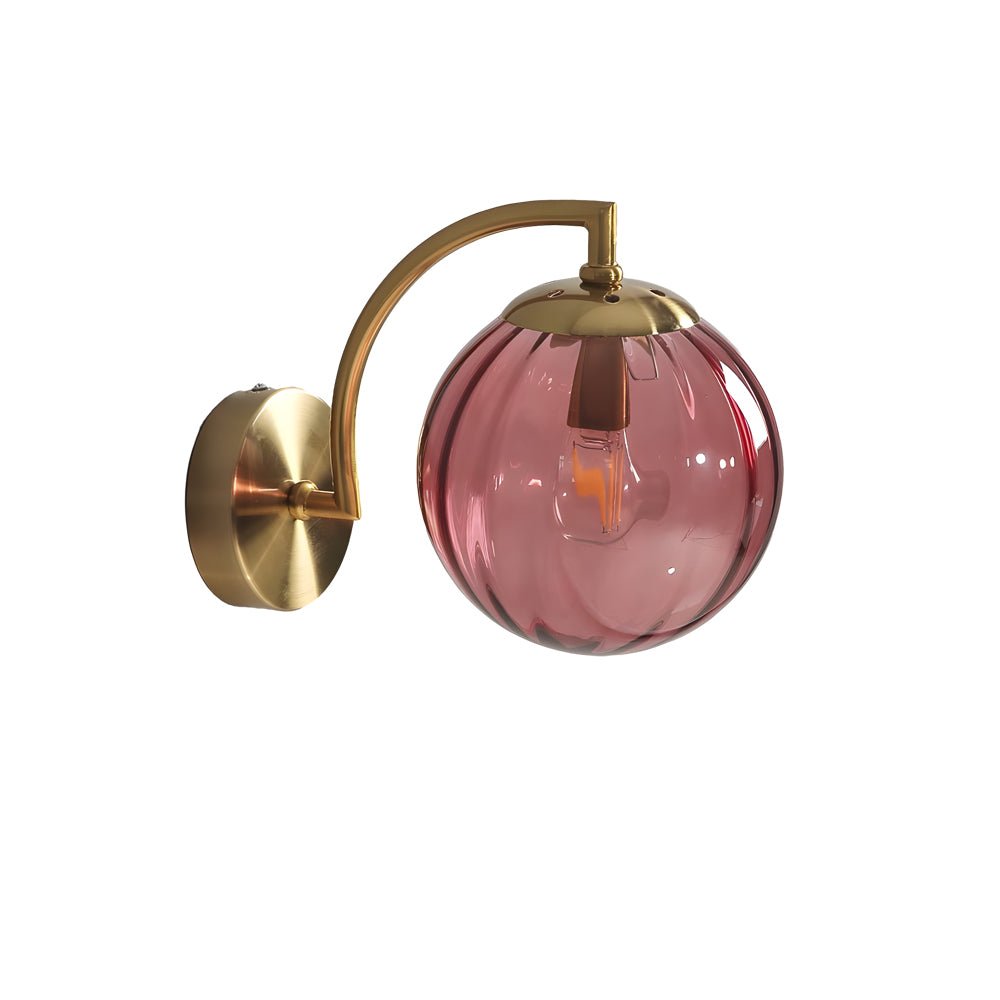 Wall Sconce Modern Curved Arm Glass Ball 6-Color Bedroom Light