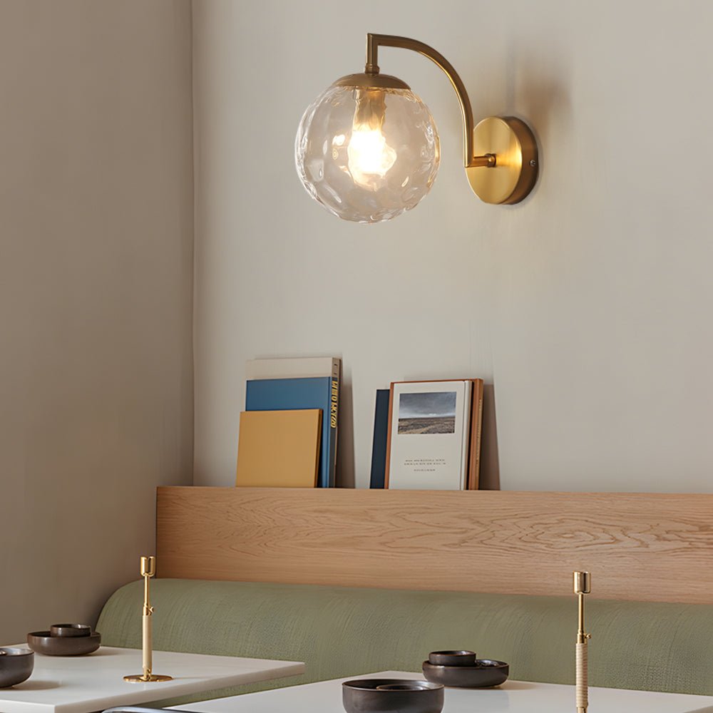 Wall Sconce Modern Curved Arm Glass Ball 6-Color Bedroom Light