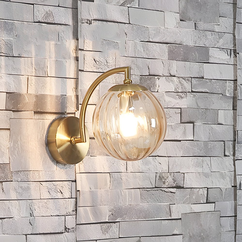 Wall Sconce Modern Curved Arm Glass Ball 6-Color Bedroom Light