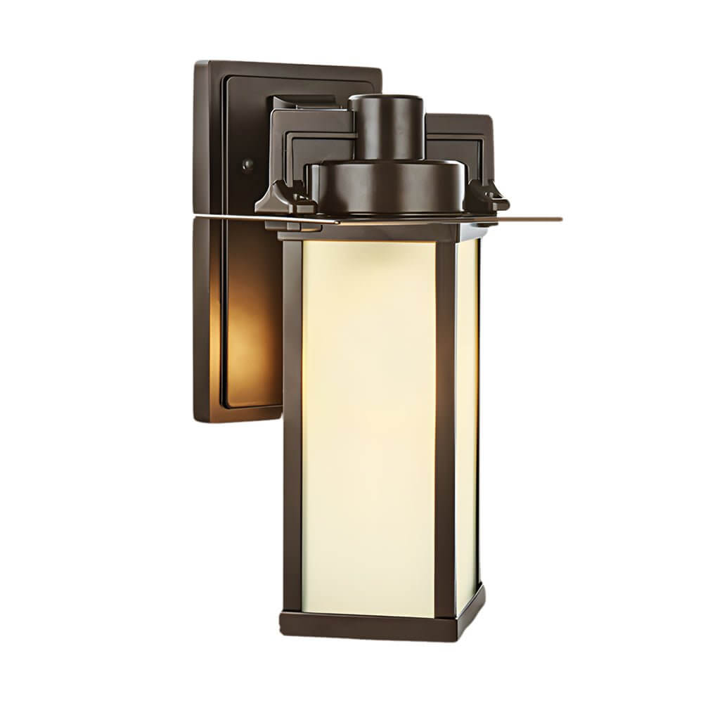 Outdoor Wall Lantern Vintage Glass Aluminum Brown Porch Sconce