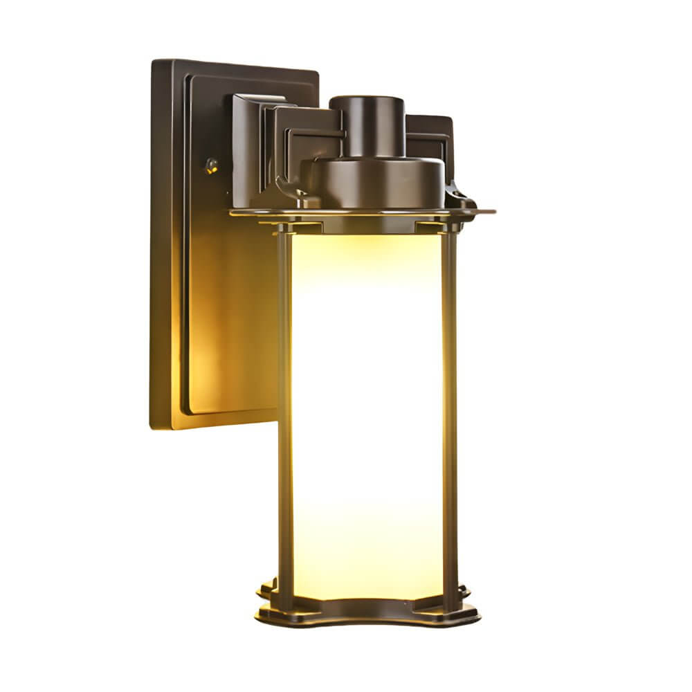 Outdoor Wall Lantern Vintage Glass Aluminum Brown Porch Sconce