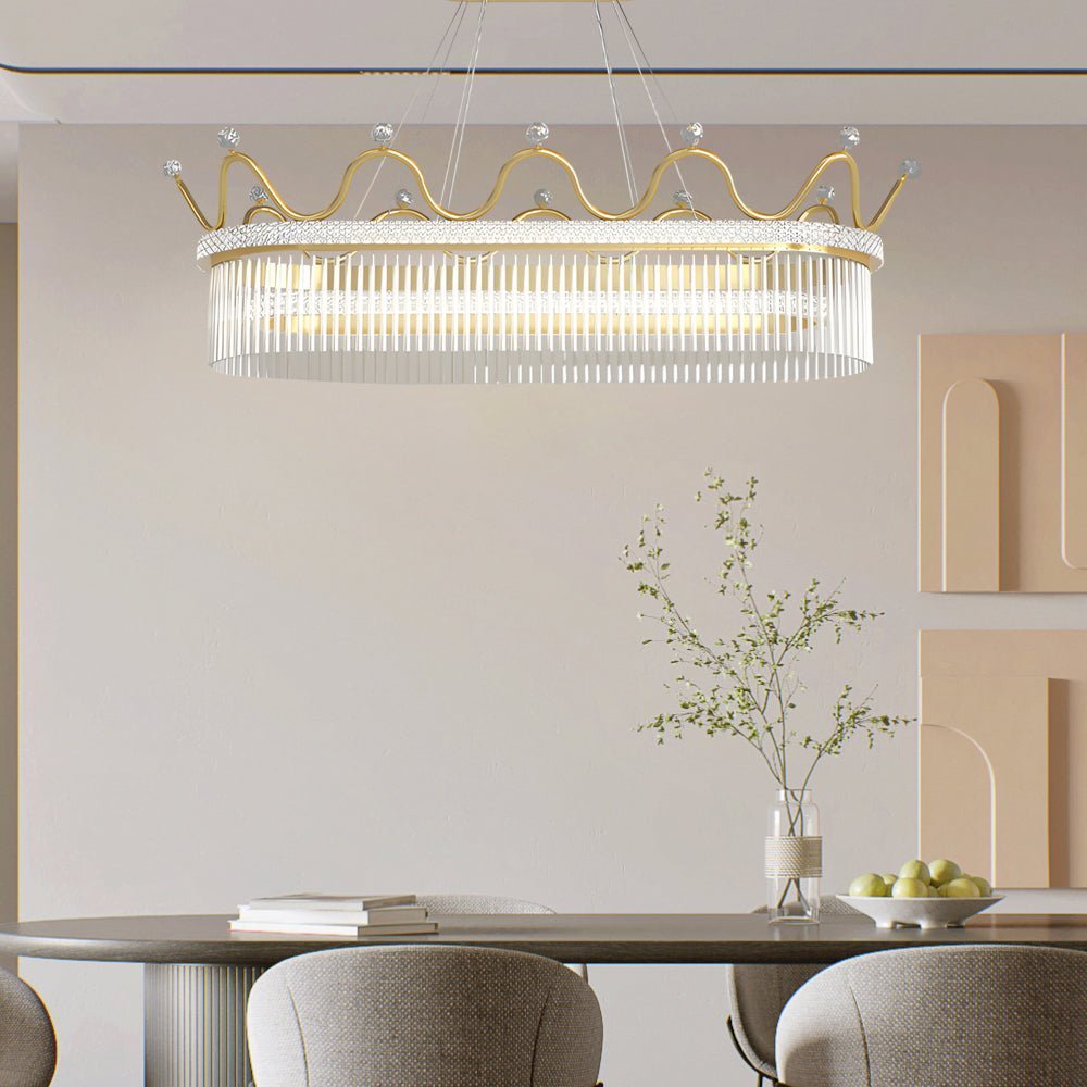 Crystal Chandelier Modern Oval Crown LED Dimmable Dining Pendant