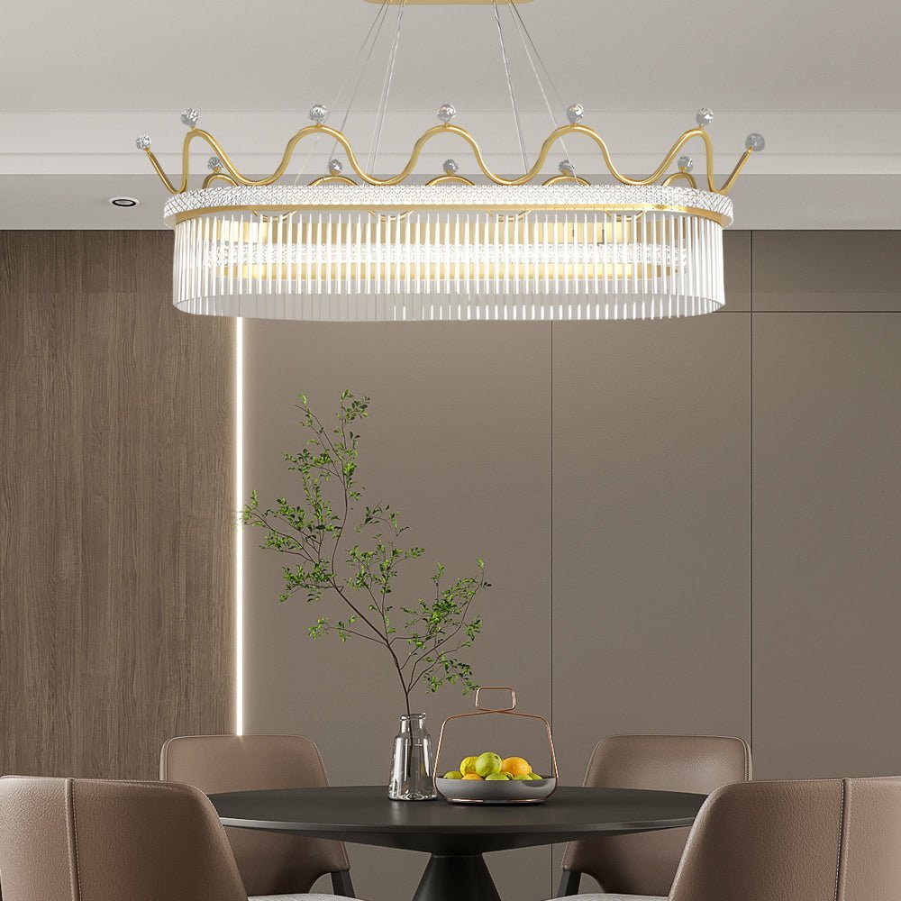 Crystal Chandelier Modern Oval Crown LED Dimmable Dining Pendant