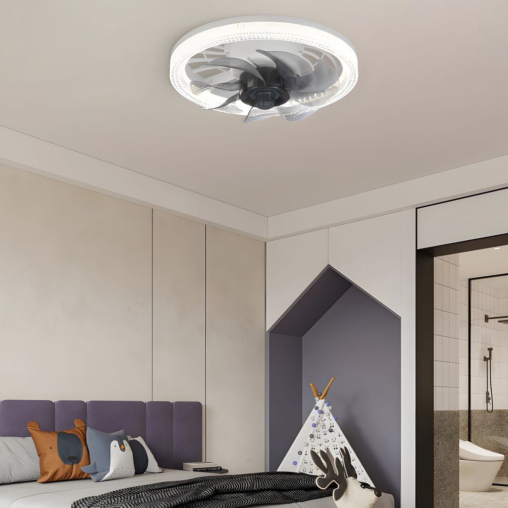 12.2" Low-Profile 7-Blade Flush Mount Ceiling Fan with LED