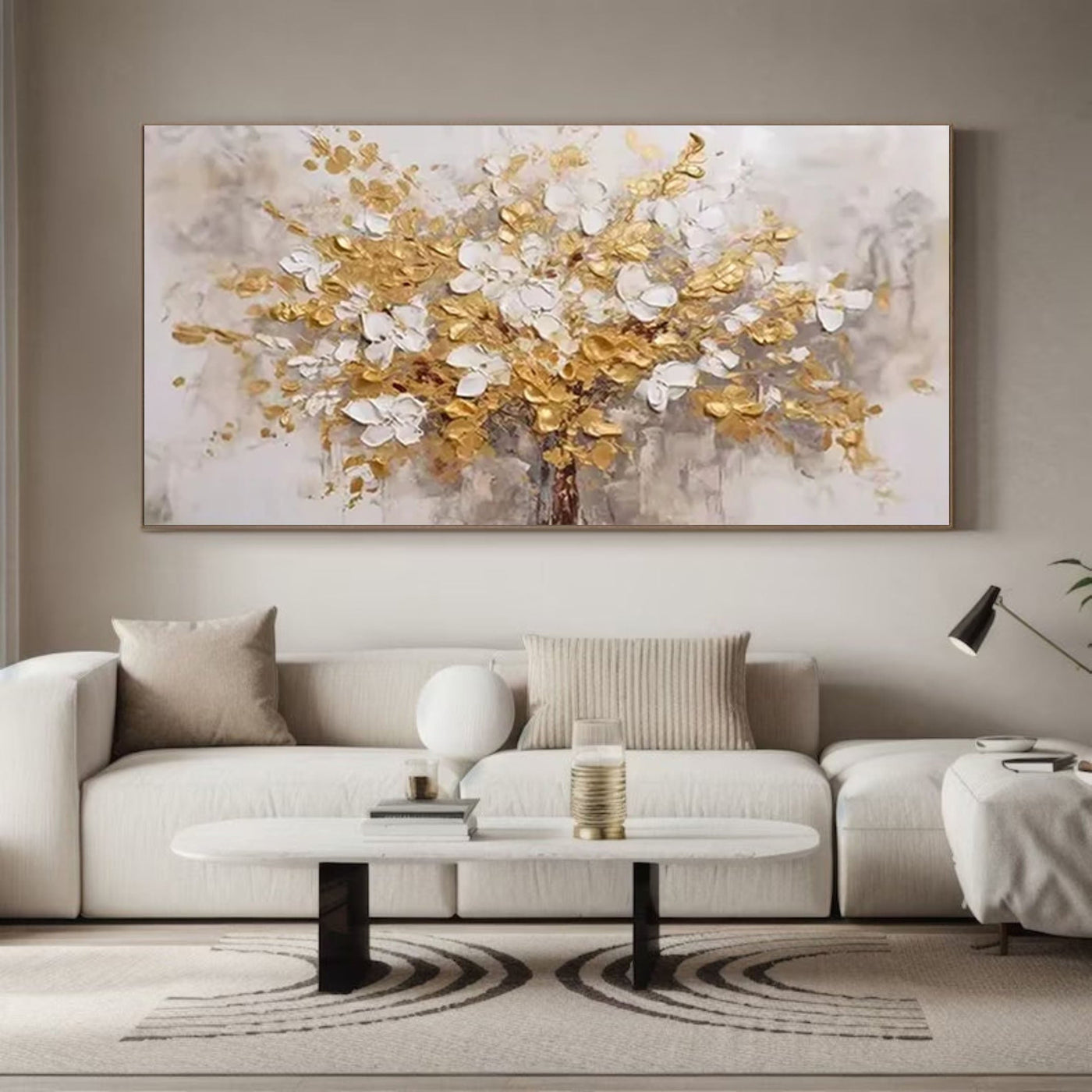 Golden Blossoms Tree — Luxury Wall Art