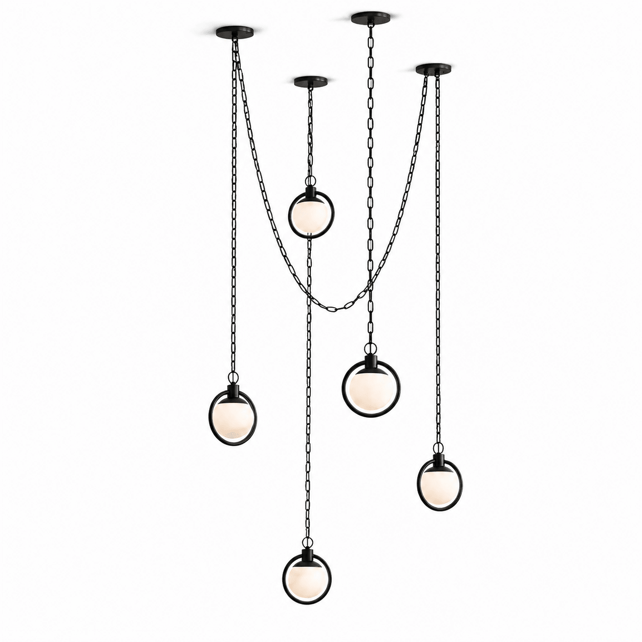 Alabaster Orb Swag Chain Pendant Lamp