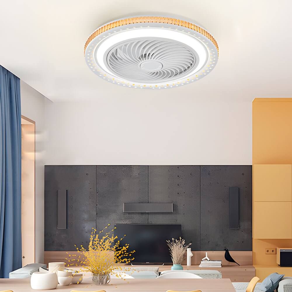 19.7" Bladeless Ceiling Fan with LED Light — Enclosed Design