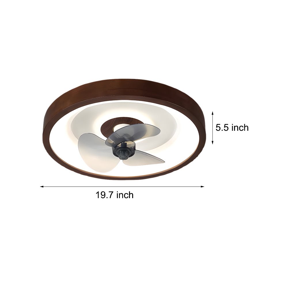 19.7" Walnut Low-Profile Ceiling Fan with LED Light & Remote