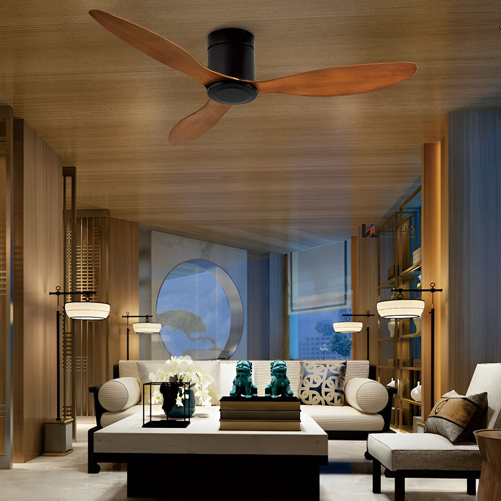 3-Blade Modern Ceiling Fan with Dimmable LED Light & Remote