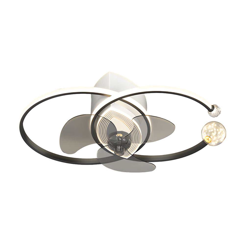 2-Ring Modern Ceiling Fan with 3-Step Dimming Light