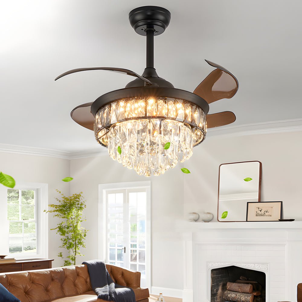 20 inch Crystal Retractable Ceiling Fan with LED Light