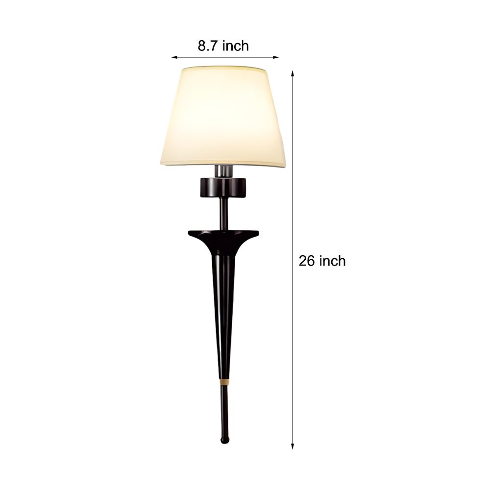 Wall Sconce Gold Black Fabric Shade Light American Style Bedroom Lamp