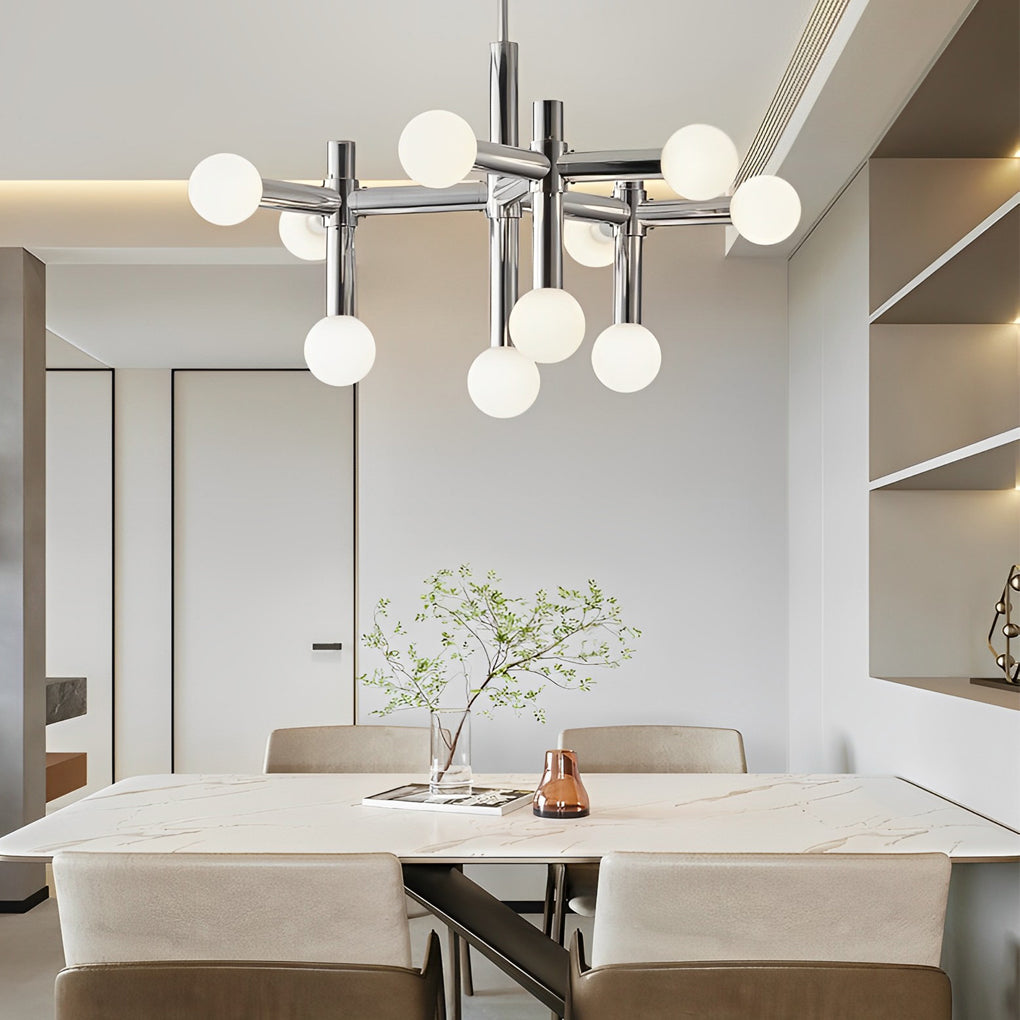 Sputnik Chandelier Modern 10-Light Chrome Glass Living Room Pendant