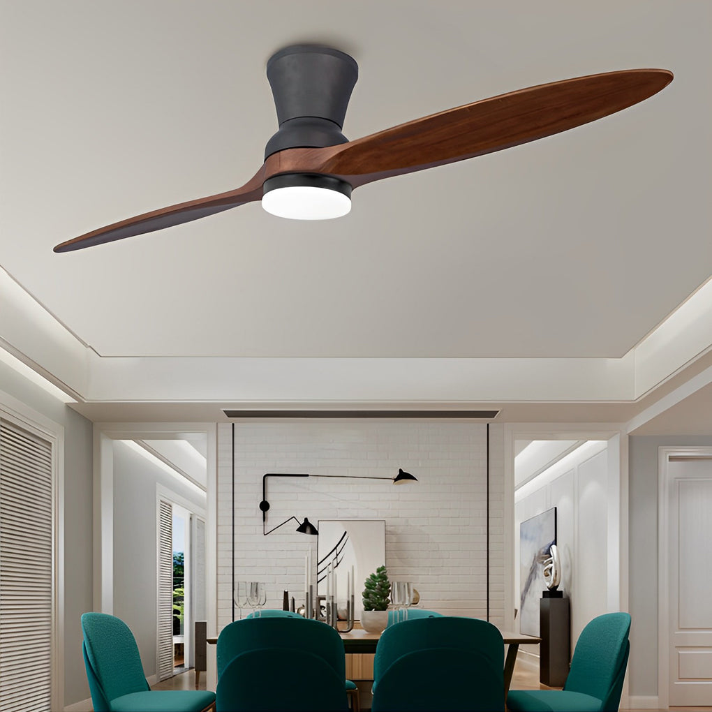 2-Blade Wood Ceiling Fan with Dimmable LED Light & Remote