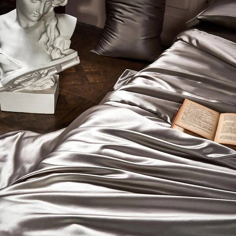 Grey Silk Bedding Set