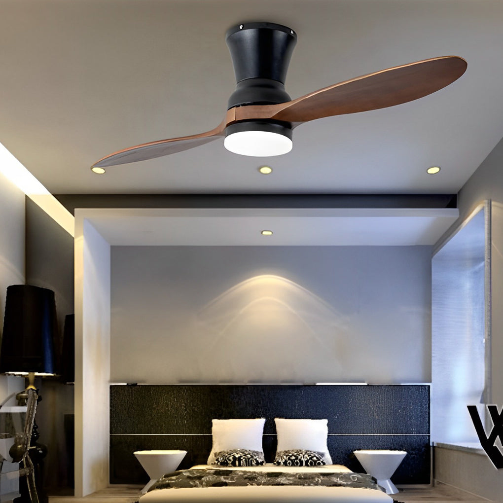 2-Blade Wood Ceiling Fan with Dimmable LED Light & Remote