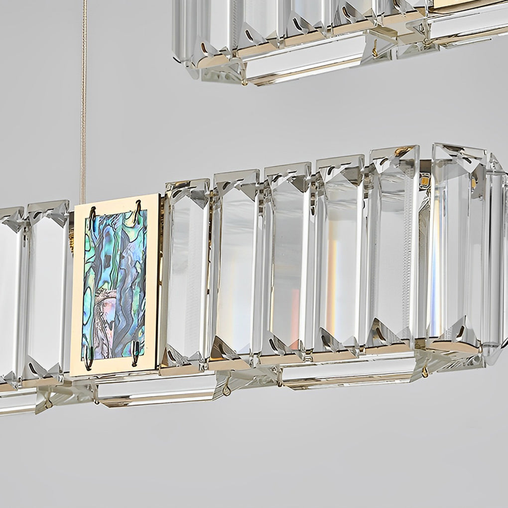Crystal Chandelier Modern LED Linear Strip Dimmable Dining Room Pendant