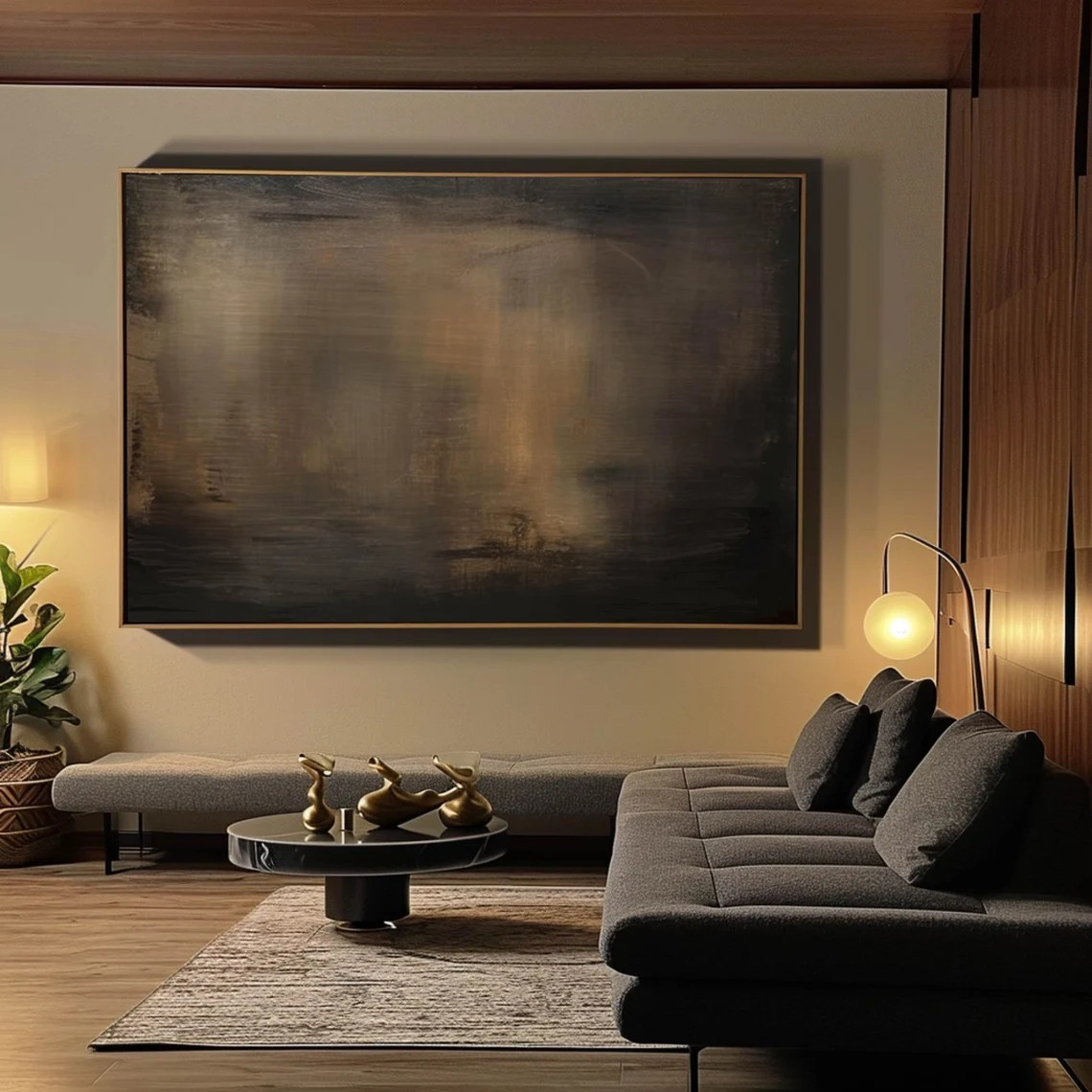 Dark Abstract Canvas — Moody Minimalist Wall Art
