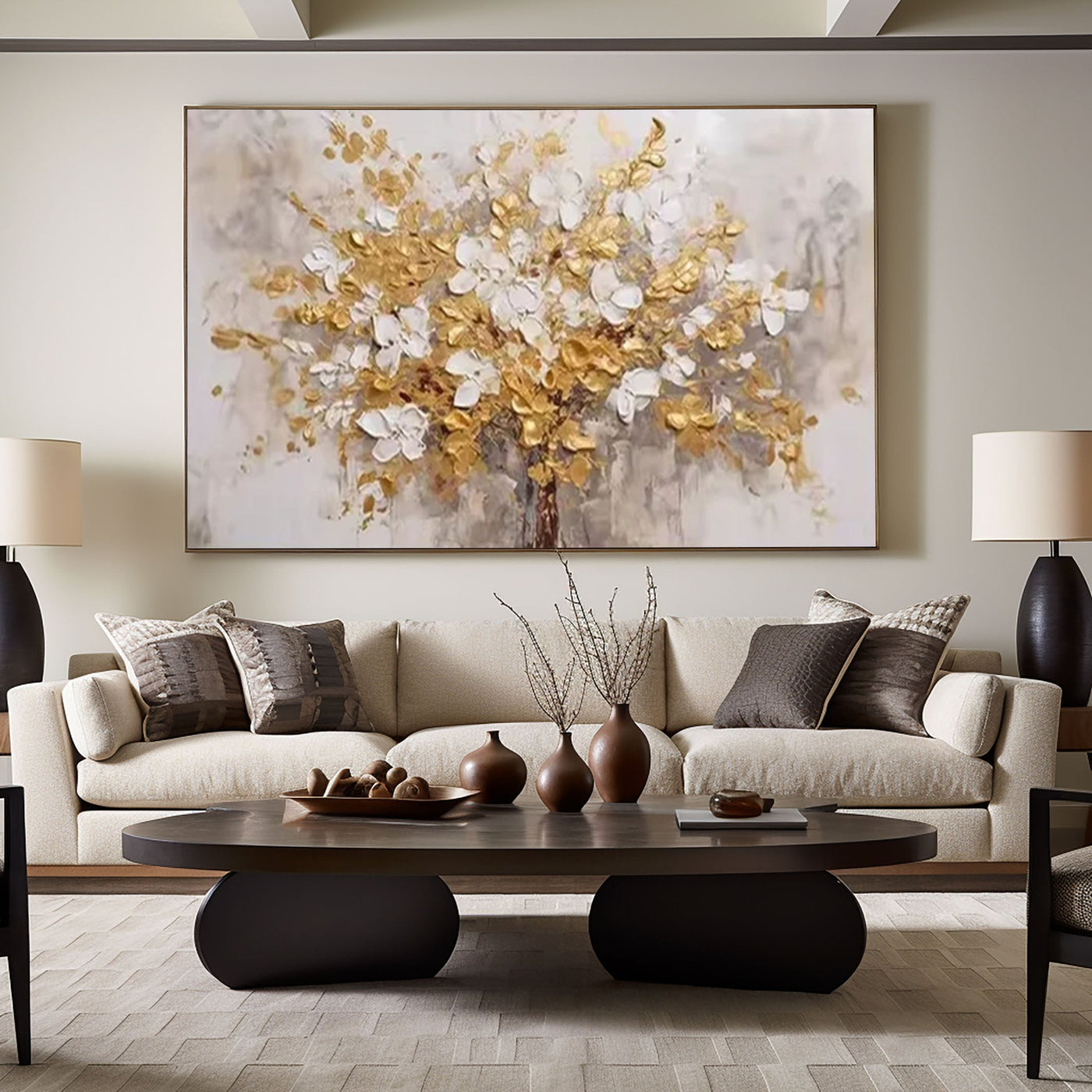 Golden Blossoms Tree — Luxury Wall Art
