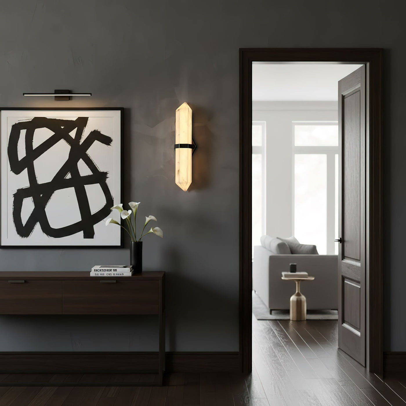Alabaster Obelisk Wall Sconce