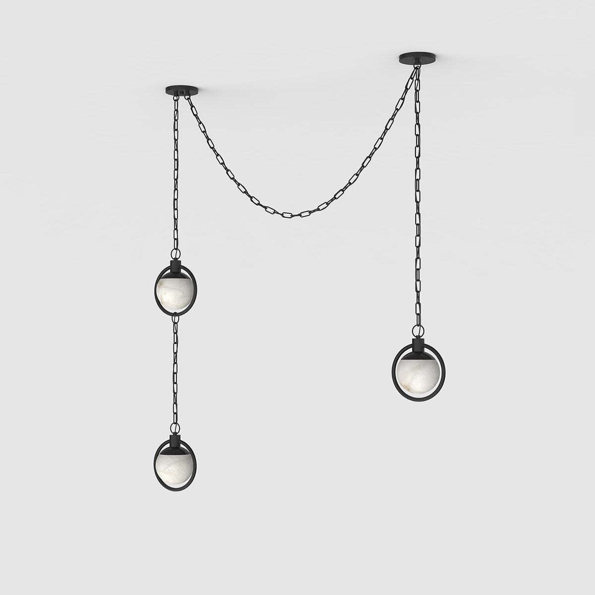 Alabaster Orb Swag Chain Pendant Lamp