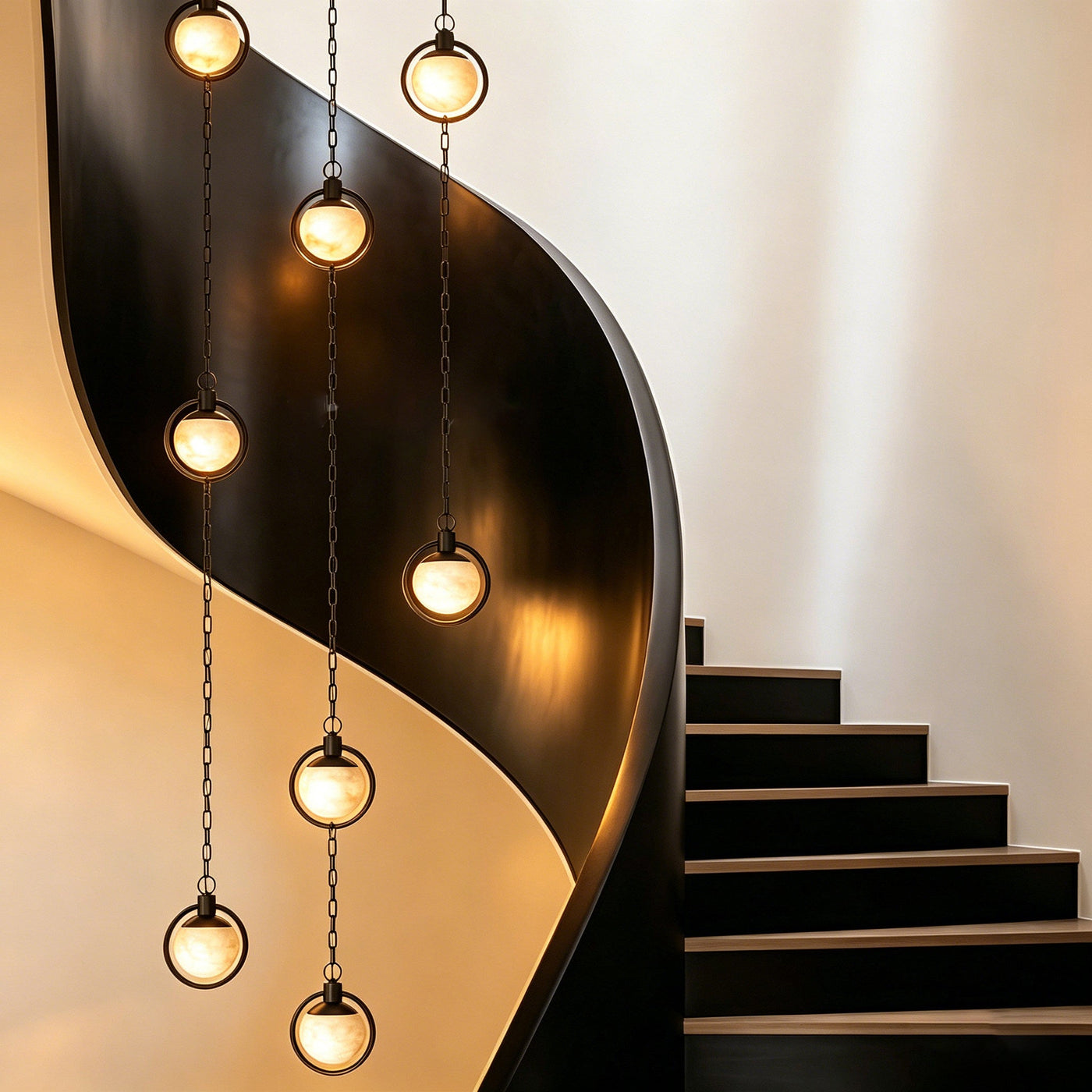 Alabaster Orb Chain Pendant Lamp