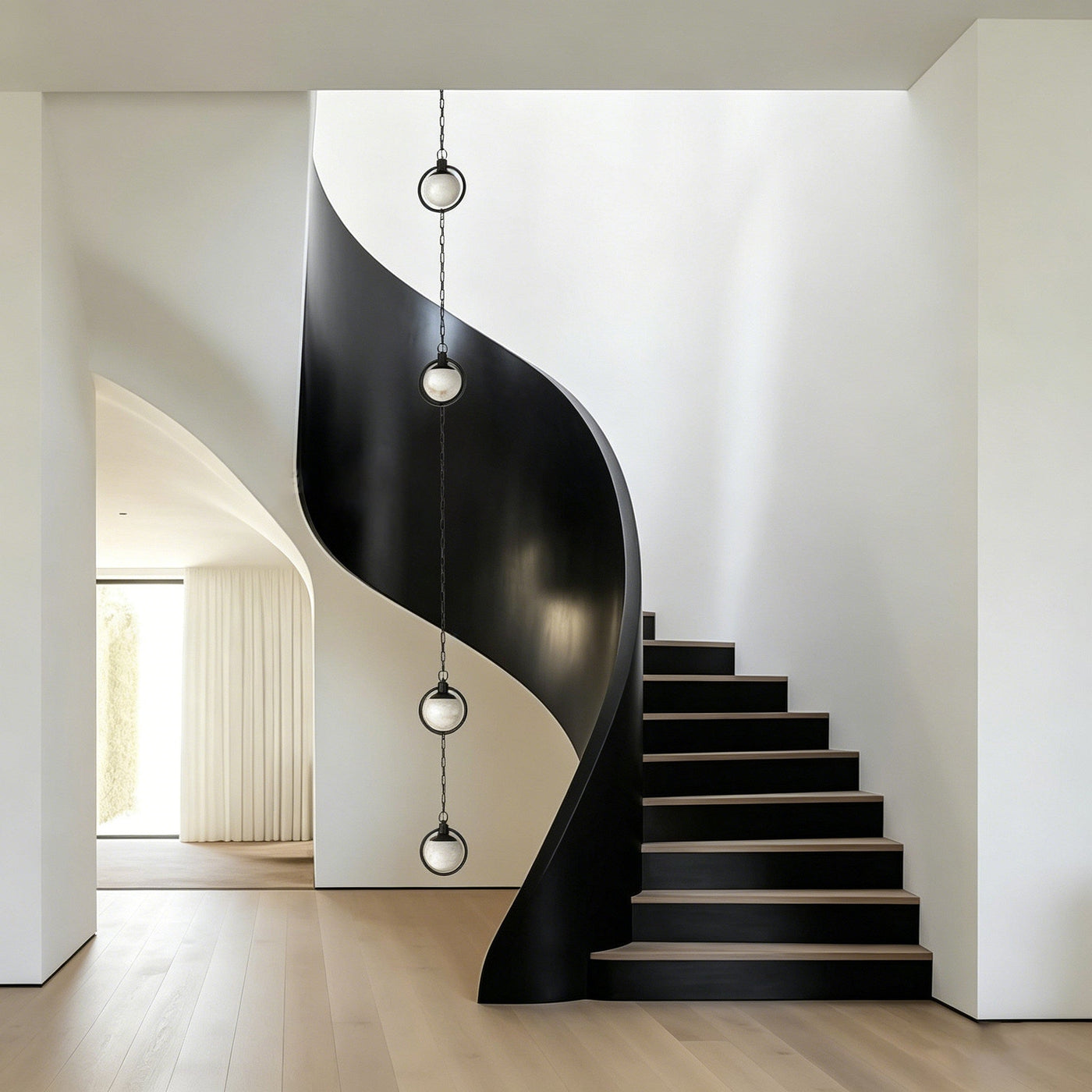 Alabaster Orb Chain Pendant Lamp