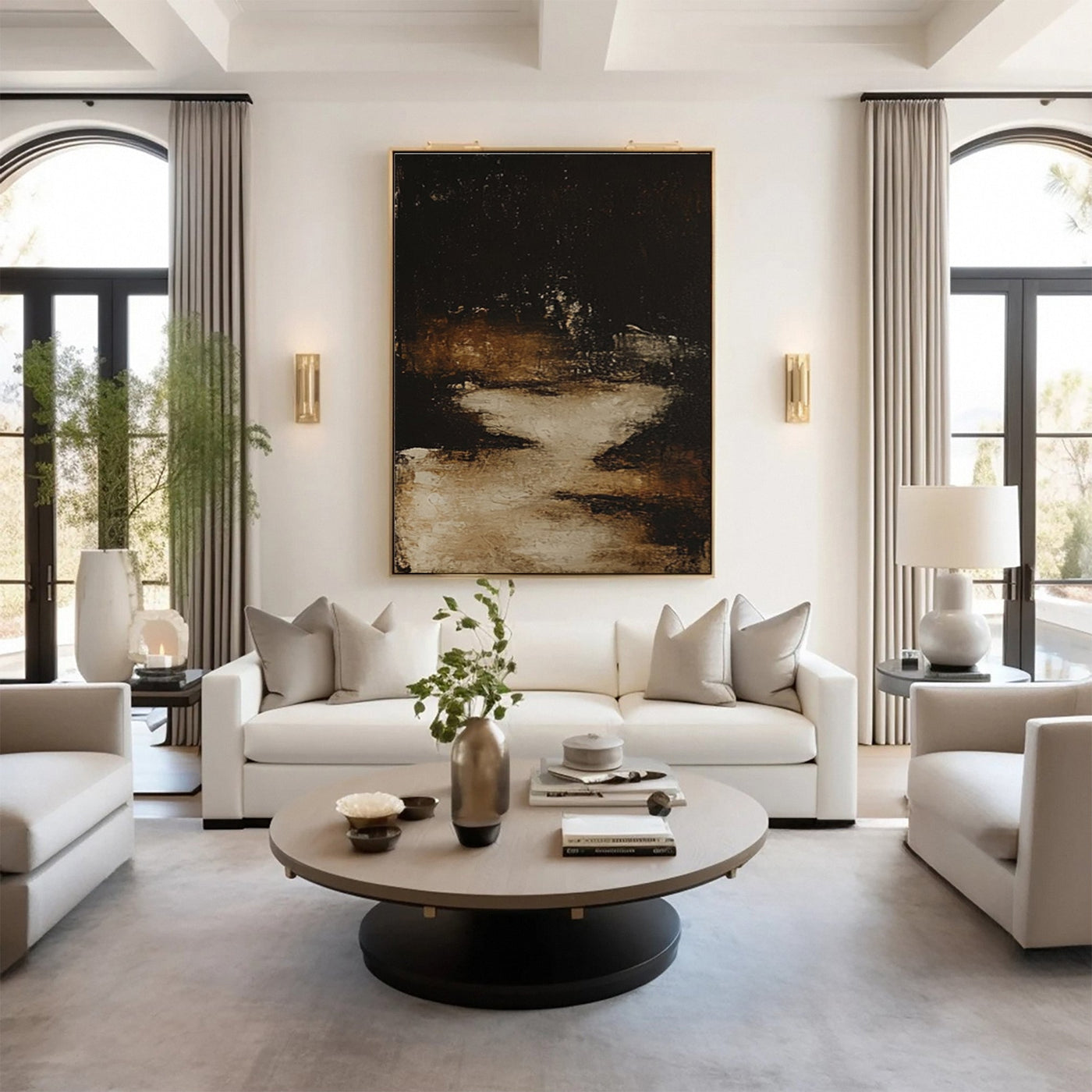 Golden Depths II — Black & Gold Abstract Canvas Art