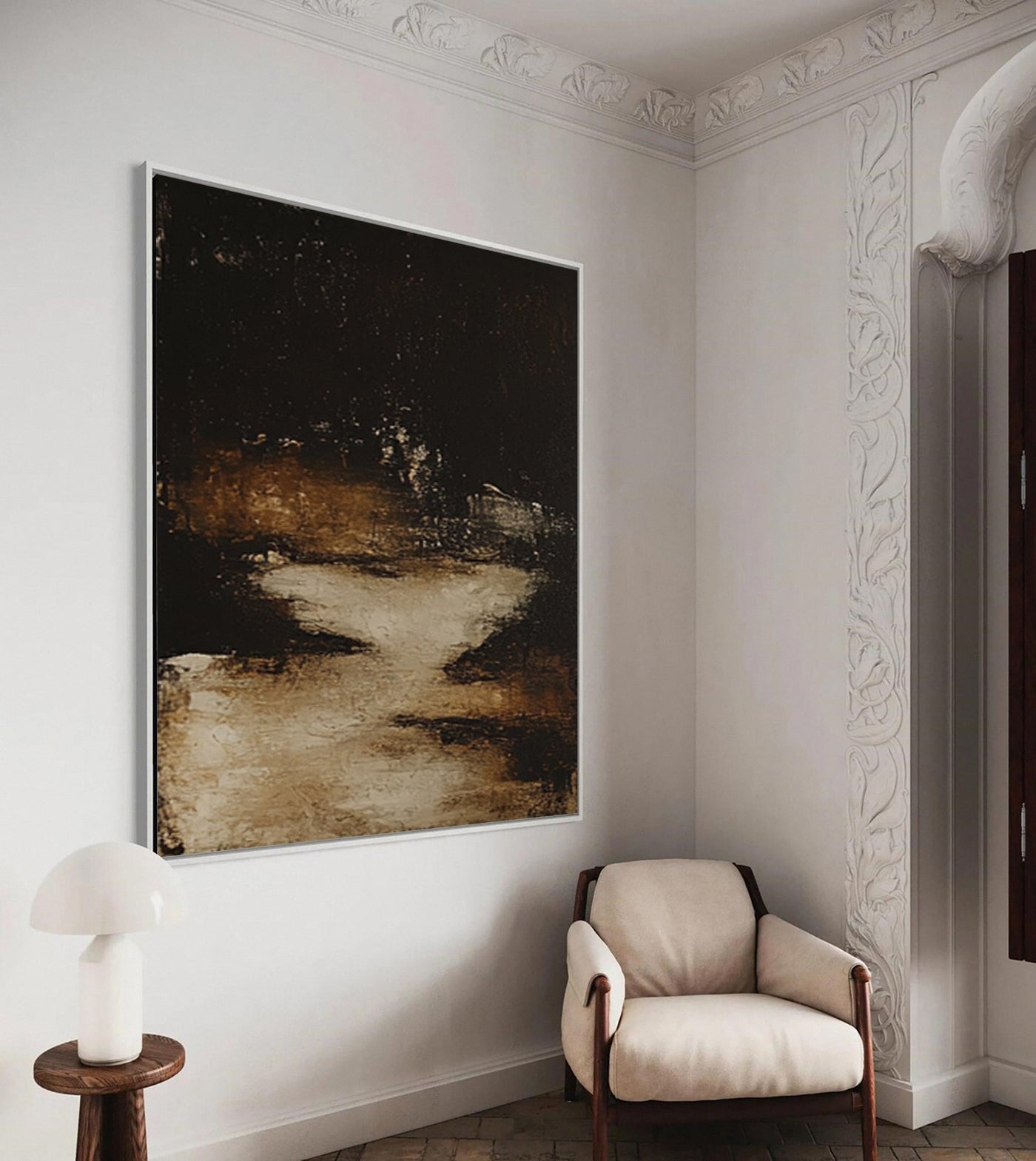 Golden Depths II — Black & Gold Abstract Canvas Art