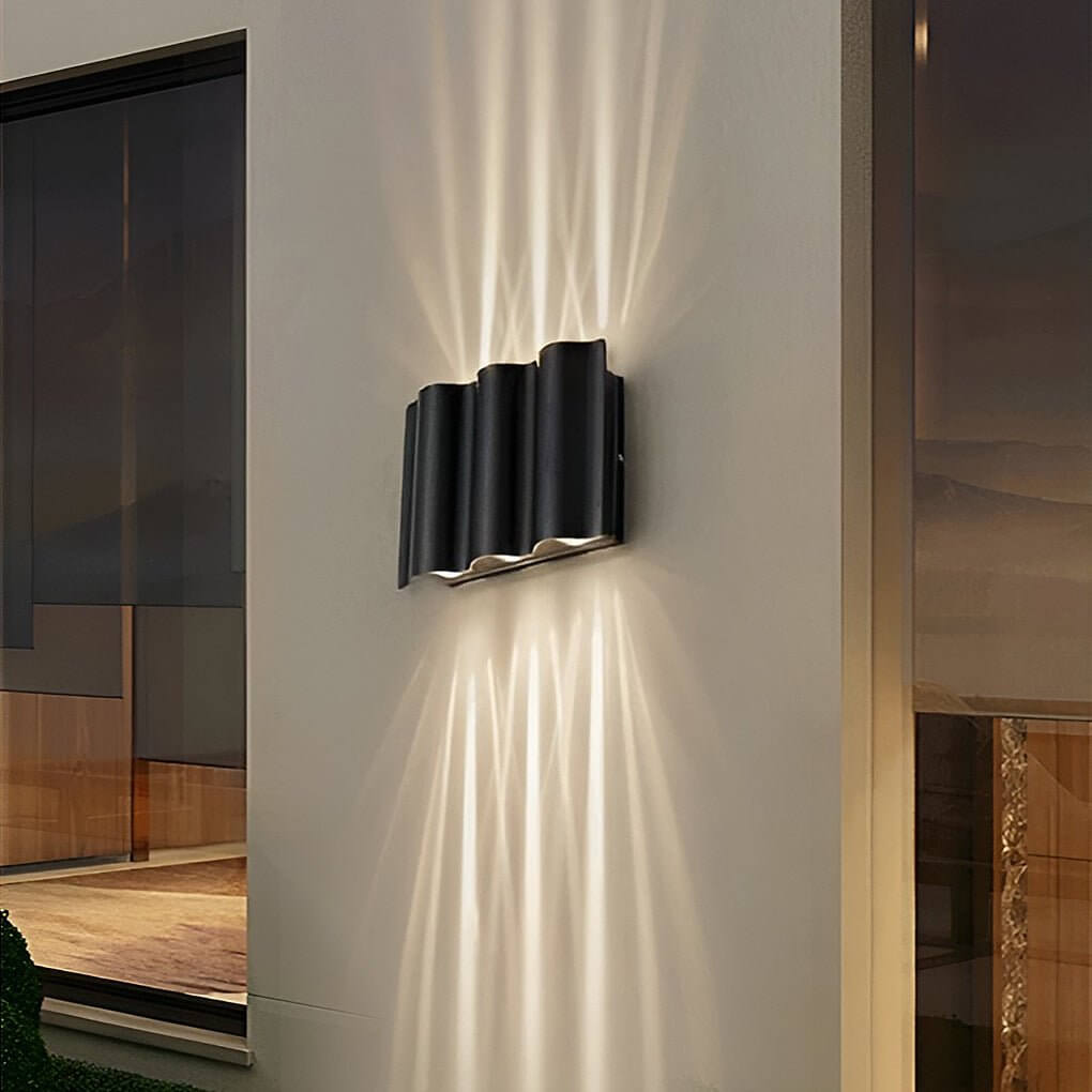 Outdoor Wall Sconce Modern LED Up Down Light Wavy Aluminum Patio