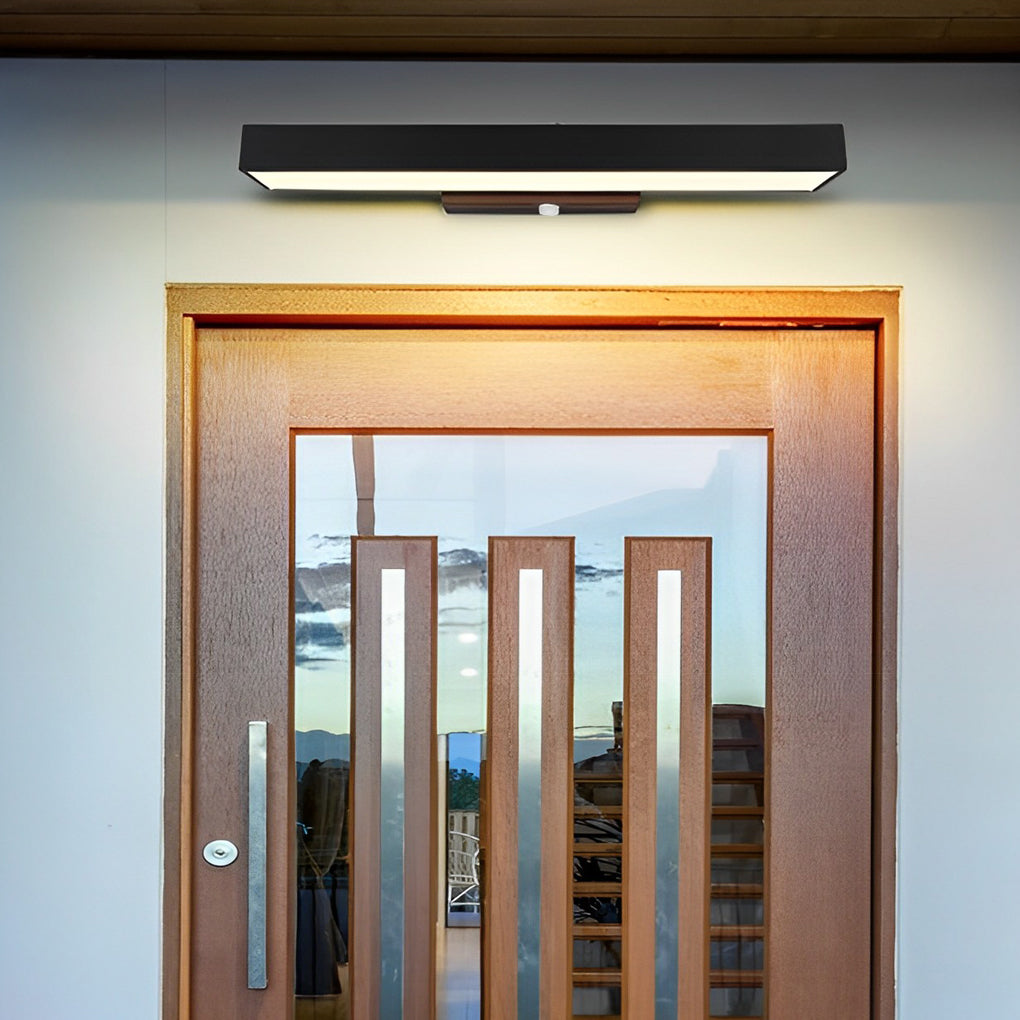 Outdoor Wall Light Modern Black Rectangle LED Motion Sensor Sconce