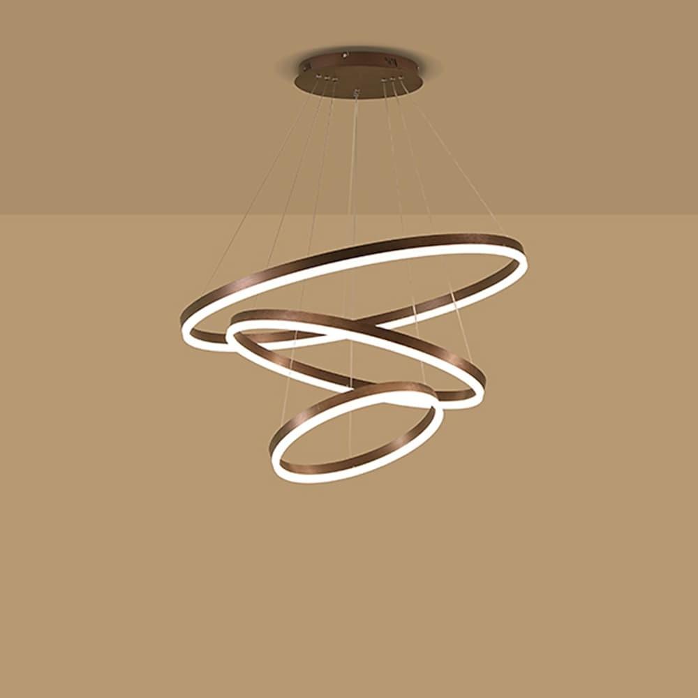LED Chandelier Modern 3-Ring Trio Pendant Dimmable Bedroom Ceiling