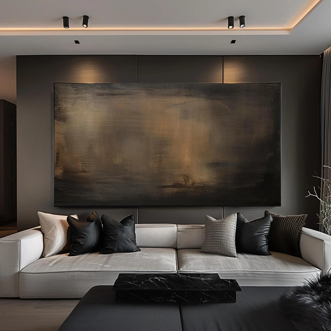 Dark Abstract Canvas — Moody Minimalist Wall Art