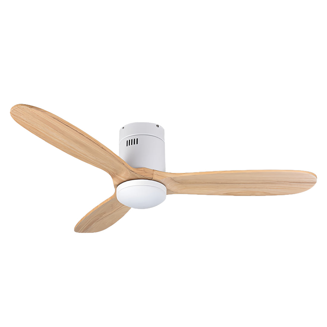 Solid Wood 3-Blade Ceiling Fan with Light & Remote