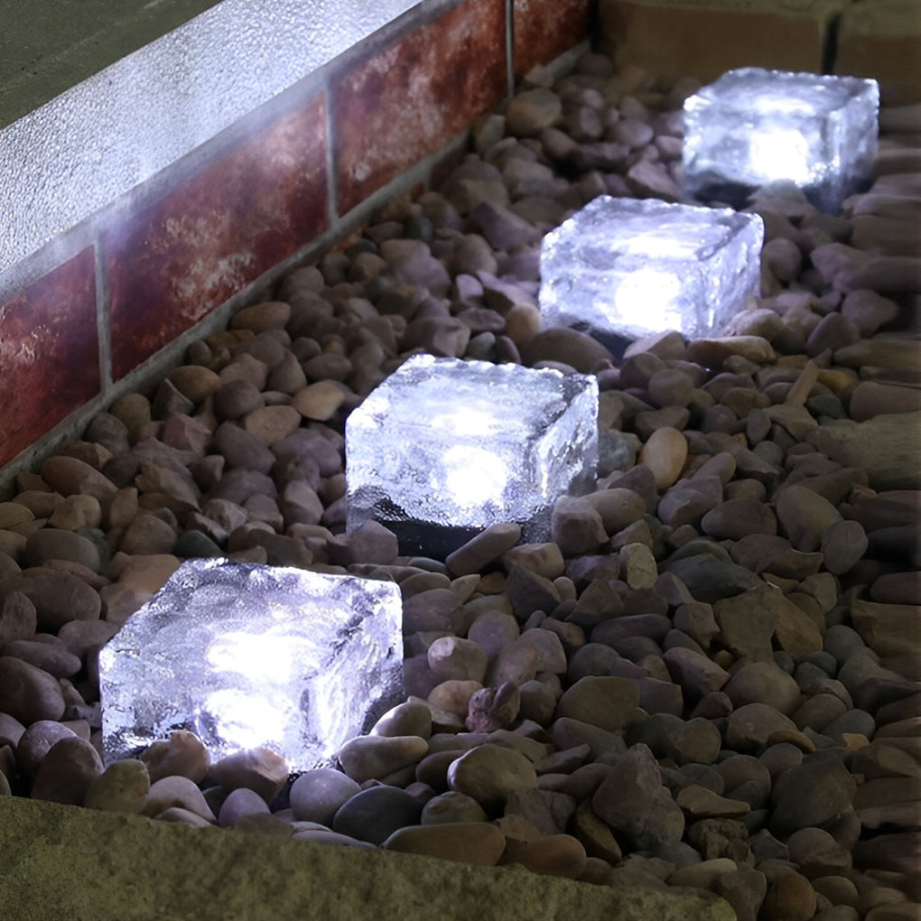 Solar Step Lights - Outdoor LED Ice Cube Deck - Pathway Garden Lamp