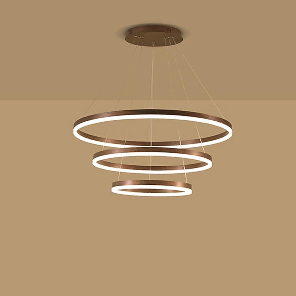 LED Chandelier Modern 3-Ring Trio Pendant Dimmable Bedroom Ceiling