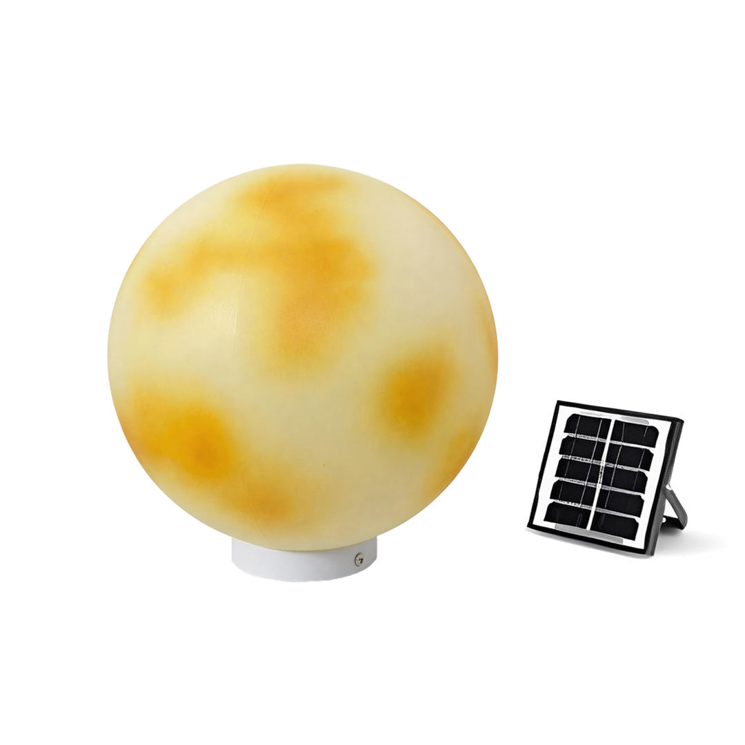 Outdoor Pillar Light - Solar Moon Stone LED - Garden Gate Post Lamp