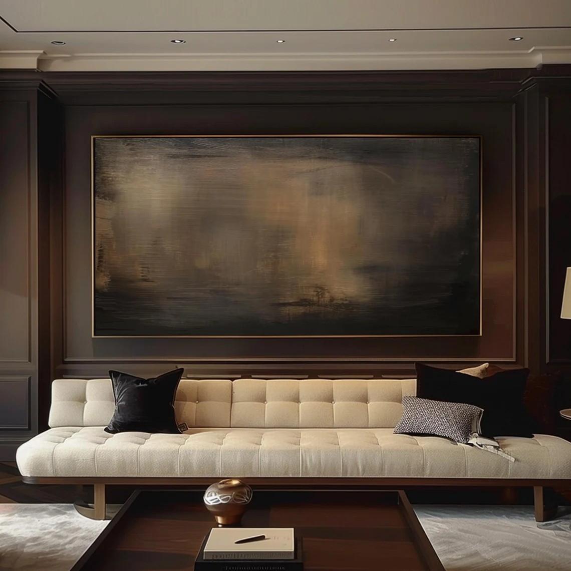 Dark Abstract Canvas — Moody Minimalist Wall Art