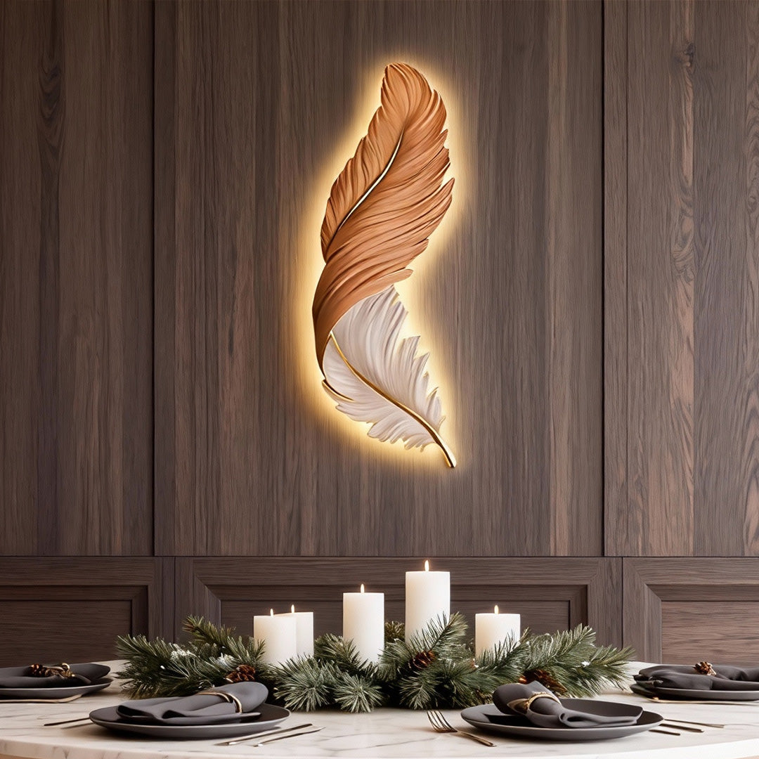 Wall Lamp Luxury Feather LED Art Deco Bedroom Living Room Sconce