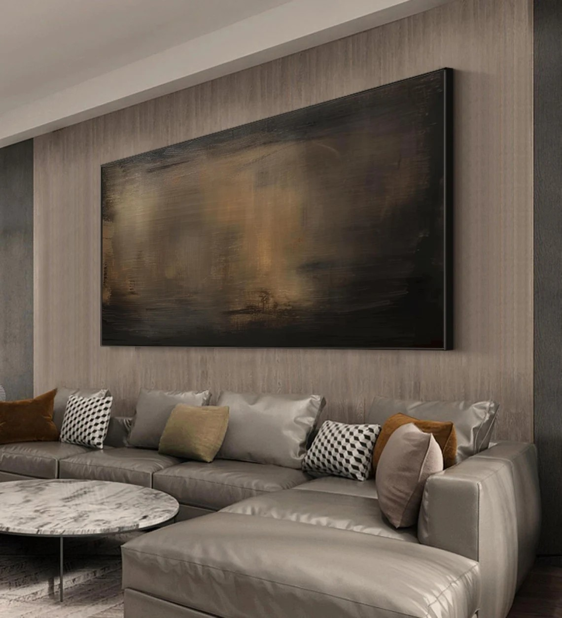 Dark Abstract Canvas — Moody Minimalist Wall Art