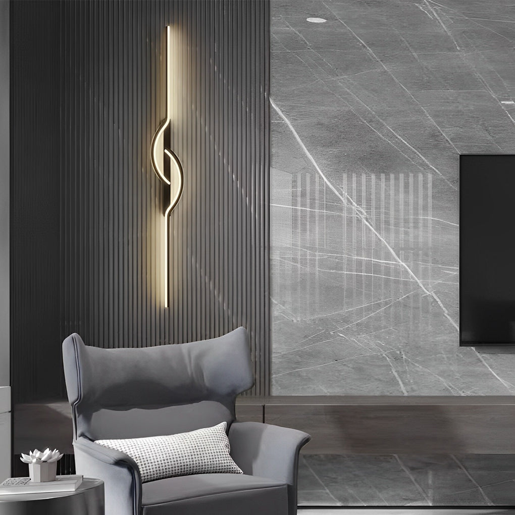 LED Wall Sconce - Modern Black Linear Bar Light - Indoor Bedroom Lamp