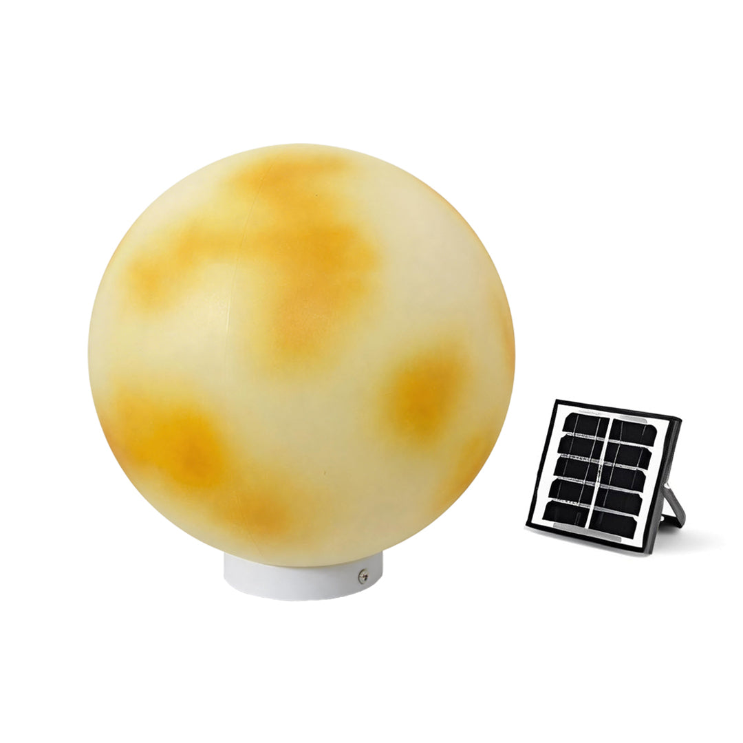 Outdoor Pillar Light - Solar Moon Stone LED - Garden Gate Post Lamp