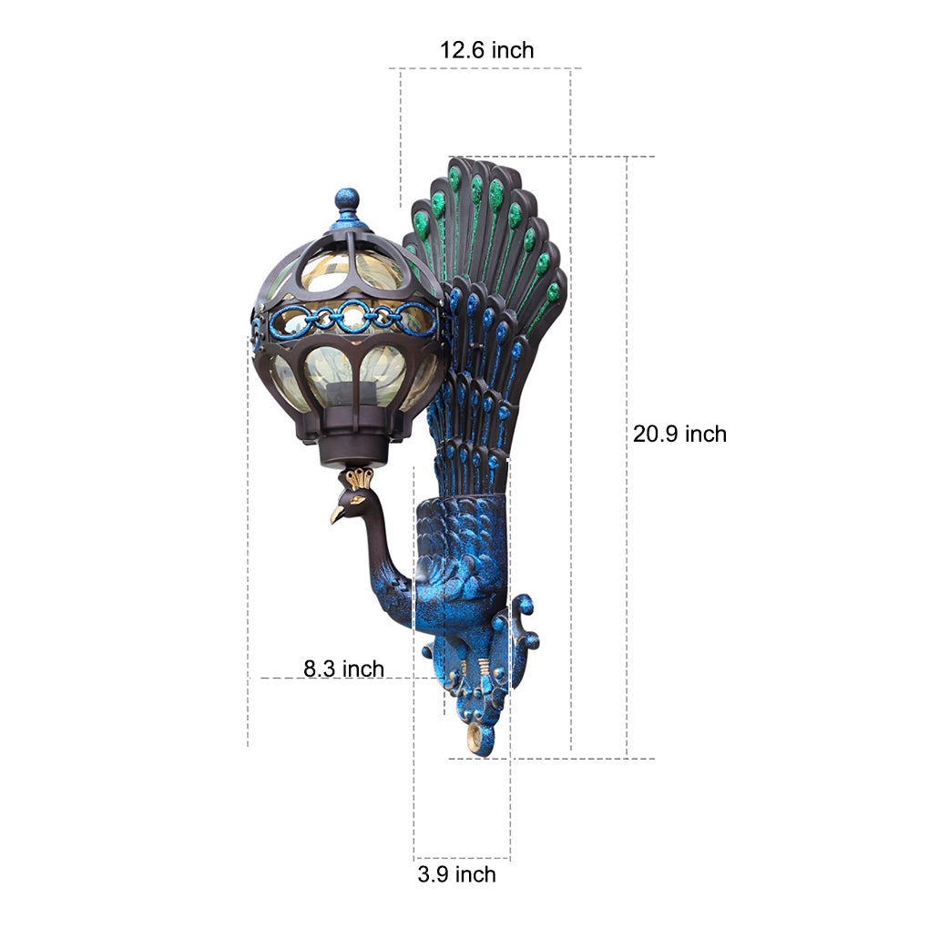 Outdoor Wall Sconce Retro Peacock LED Light Waterproof Patio Lamp
