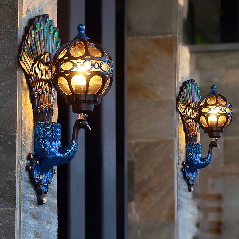 Outdoor Wall Sconce Retro Peacock LED Light Waterproof Patio Lamp
