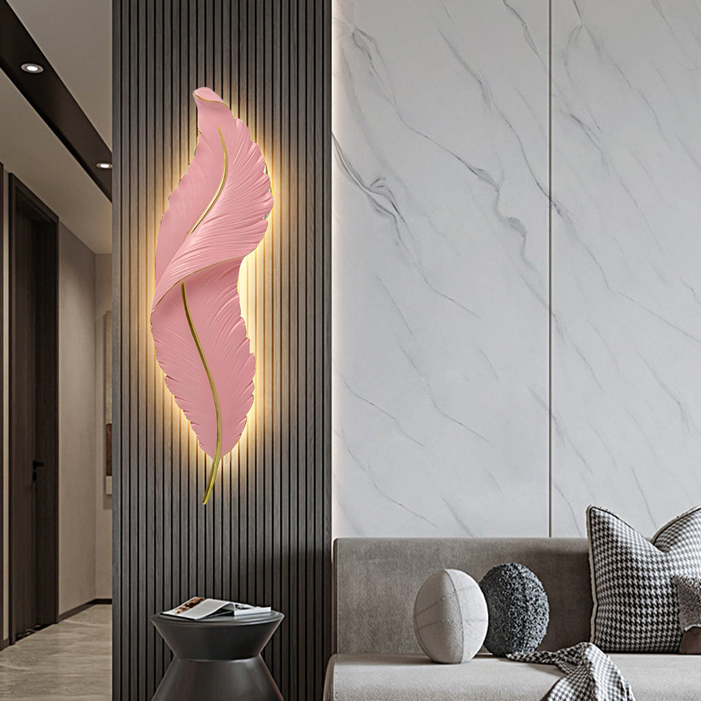 Wall Sconce - Luxury Feather LED Modern Lamp - Hallway Bedroom Light