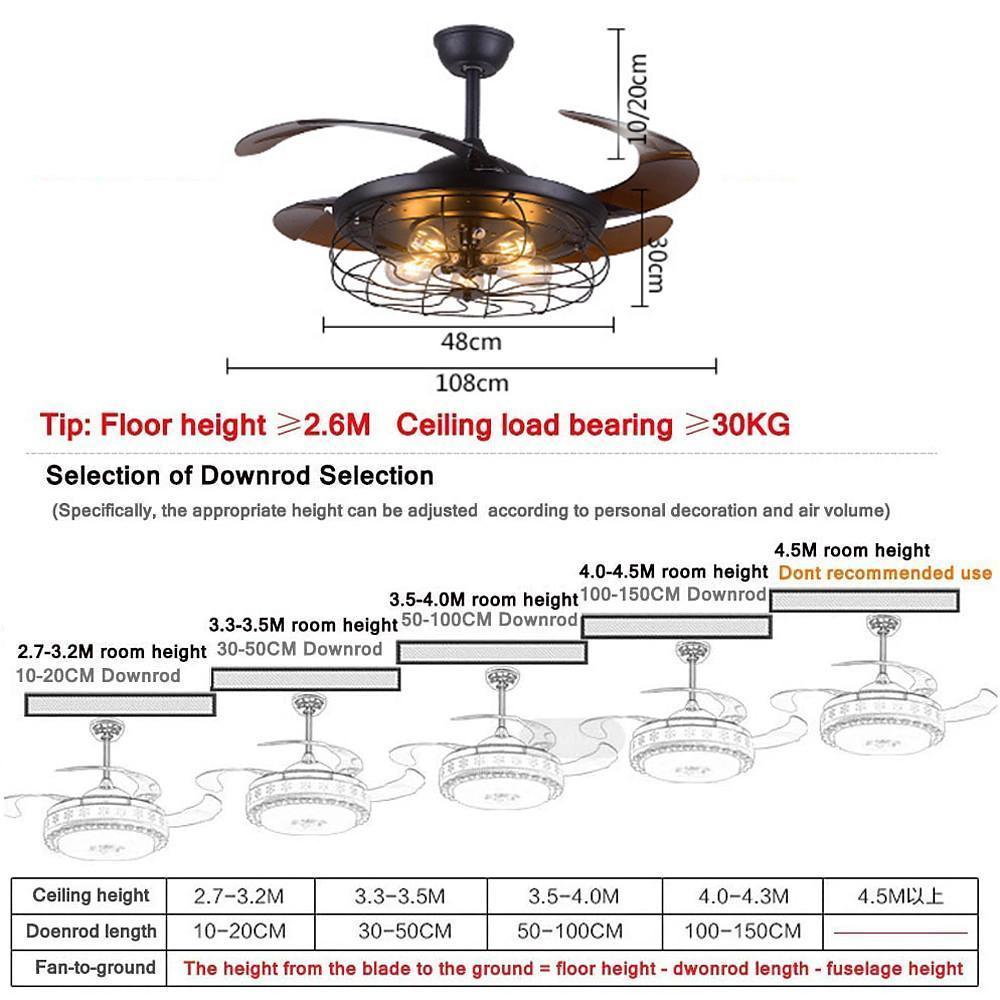 Farmhouse Retractable Ceiling Fan with Light