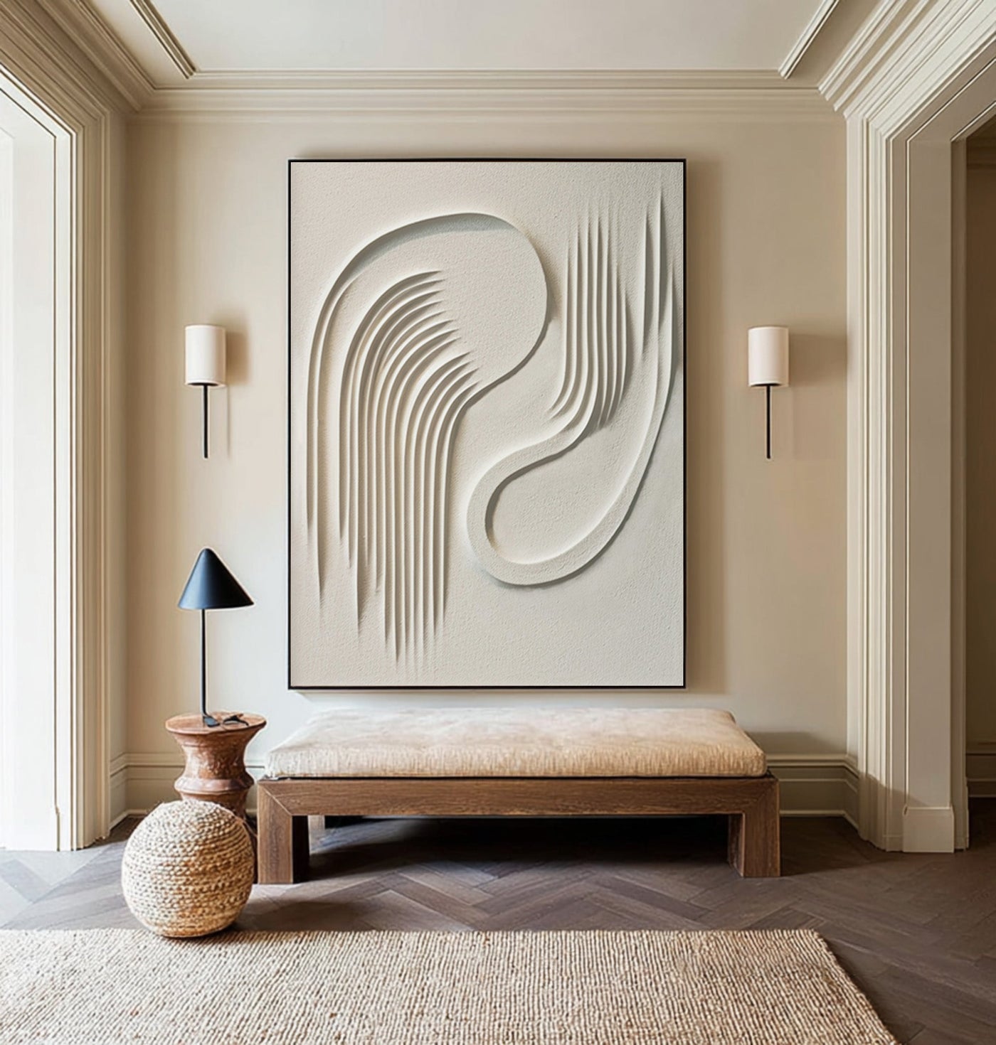 3D Textured Abstract Canvas — Flowing Lines Wall Art