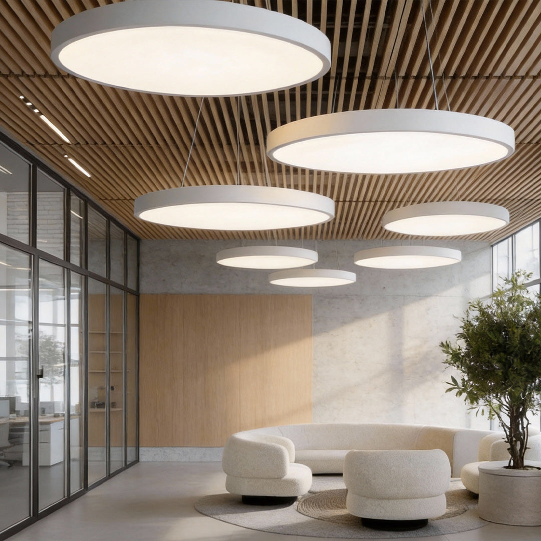 Pendant Light - Modern Minimalist Metal Ring - Office Kitchen Hanging Lamp