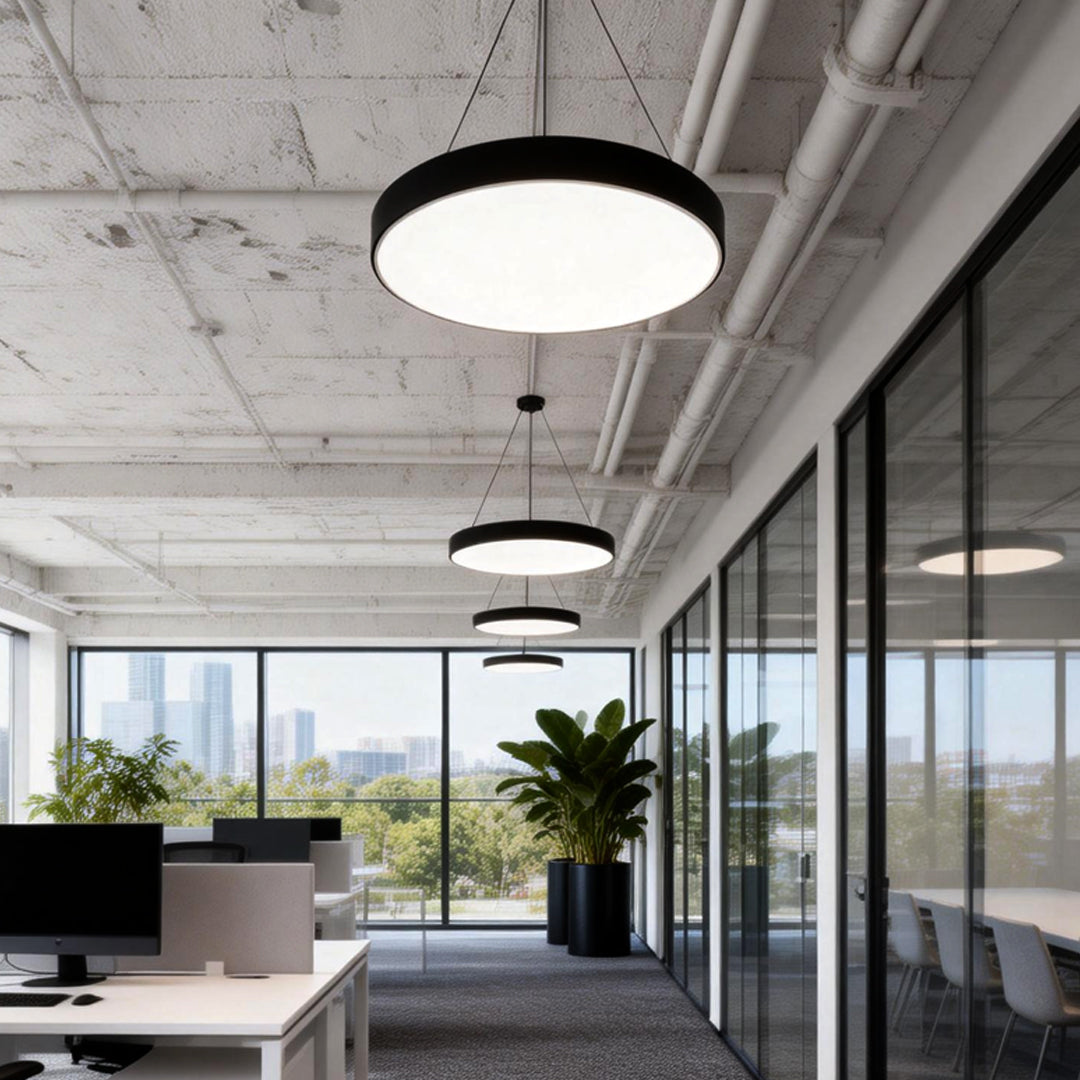 Pendant Light - Modern Minimalist Metal Ring - Office Kitchen Hanging Lamp